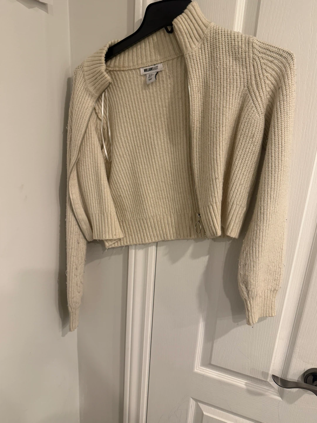 William Rast Cream Cropped Zipper Sweater - photo 2