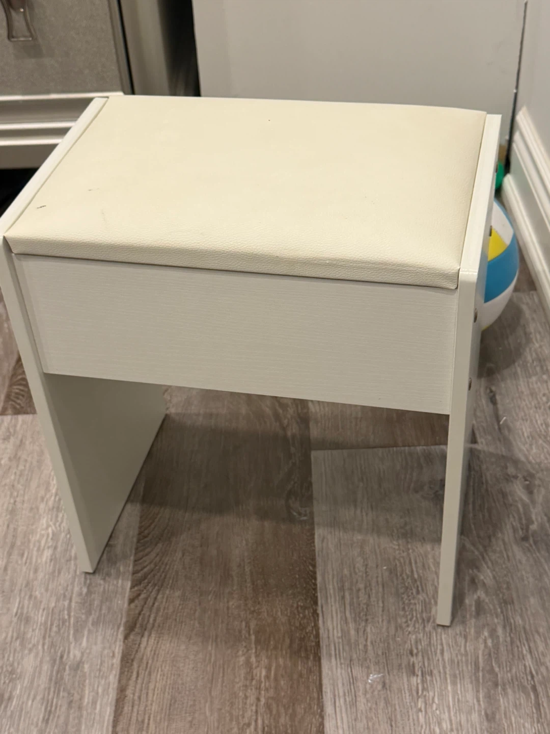 White Vanity Stool with Padded Seat