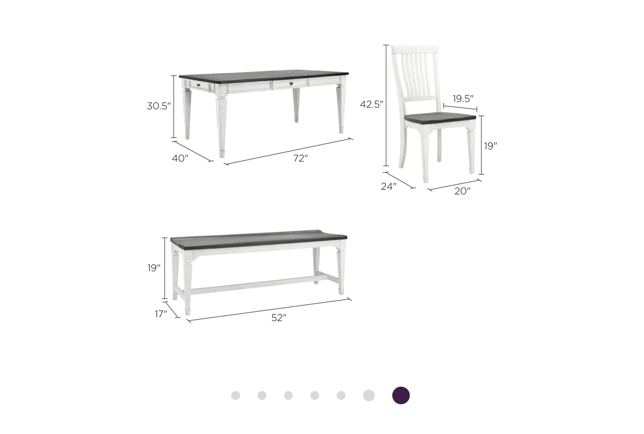 72" Dining Table Set with Bench and 4 Chairs
