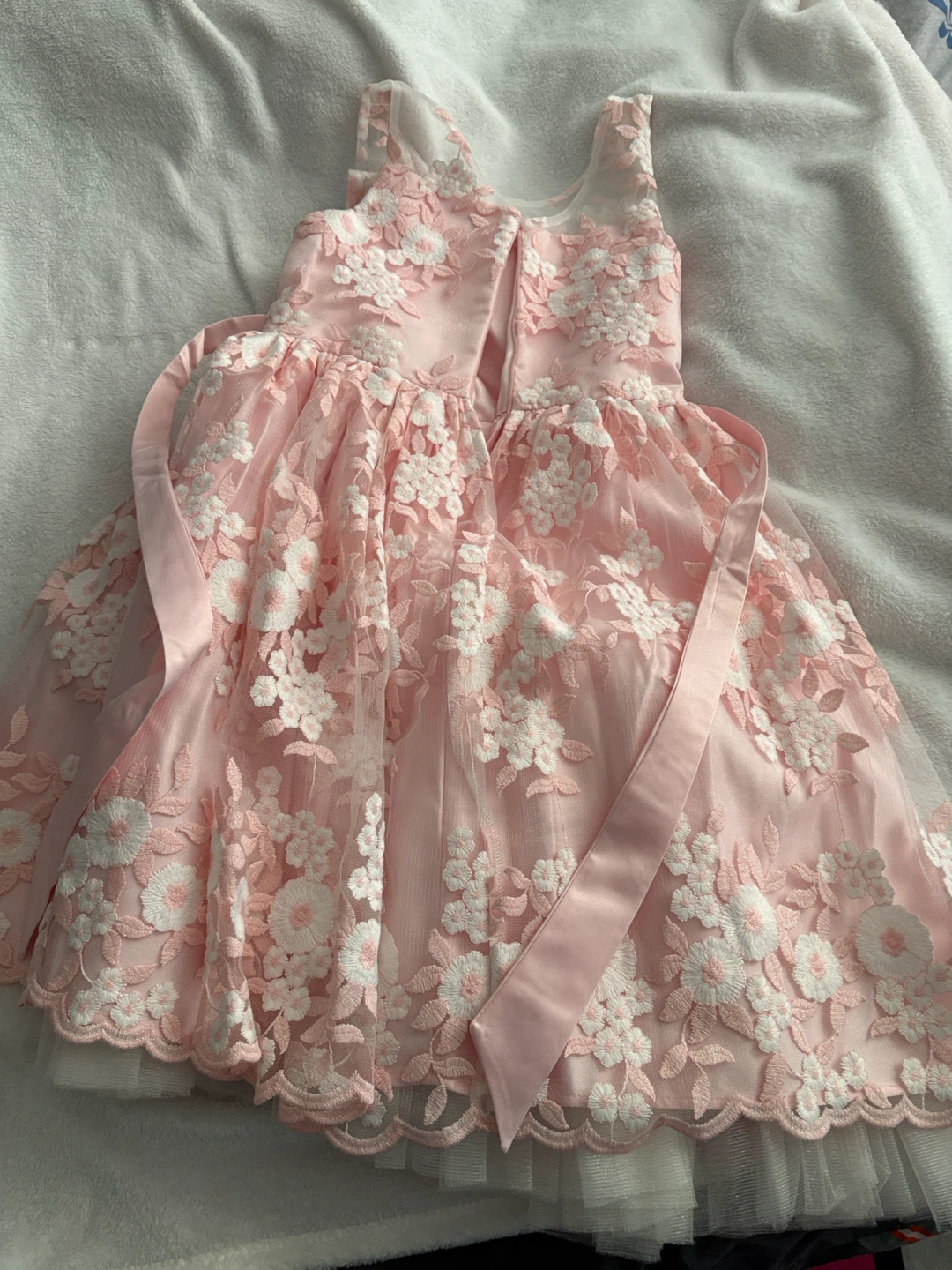 Pink floral dress with pearls - photo 2