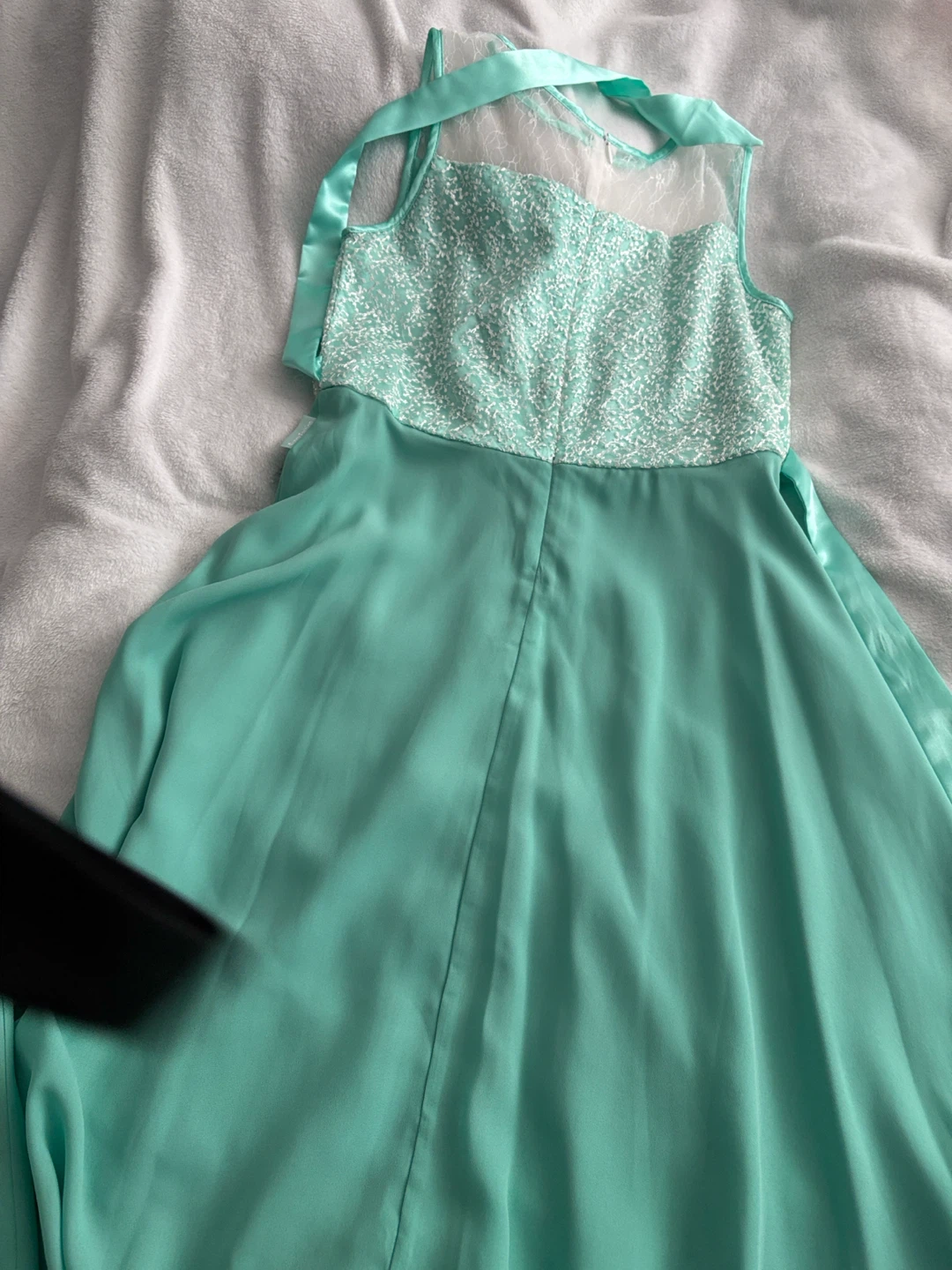 Sparkly Beaded Mint Green Dress with Bow - photo 2