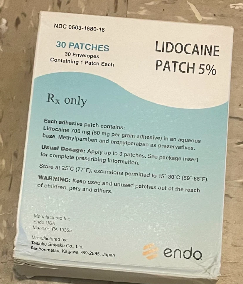 Lidocaine Patch 5% - Endo - 30 Patches