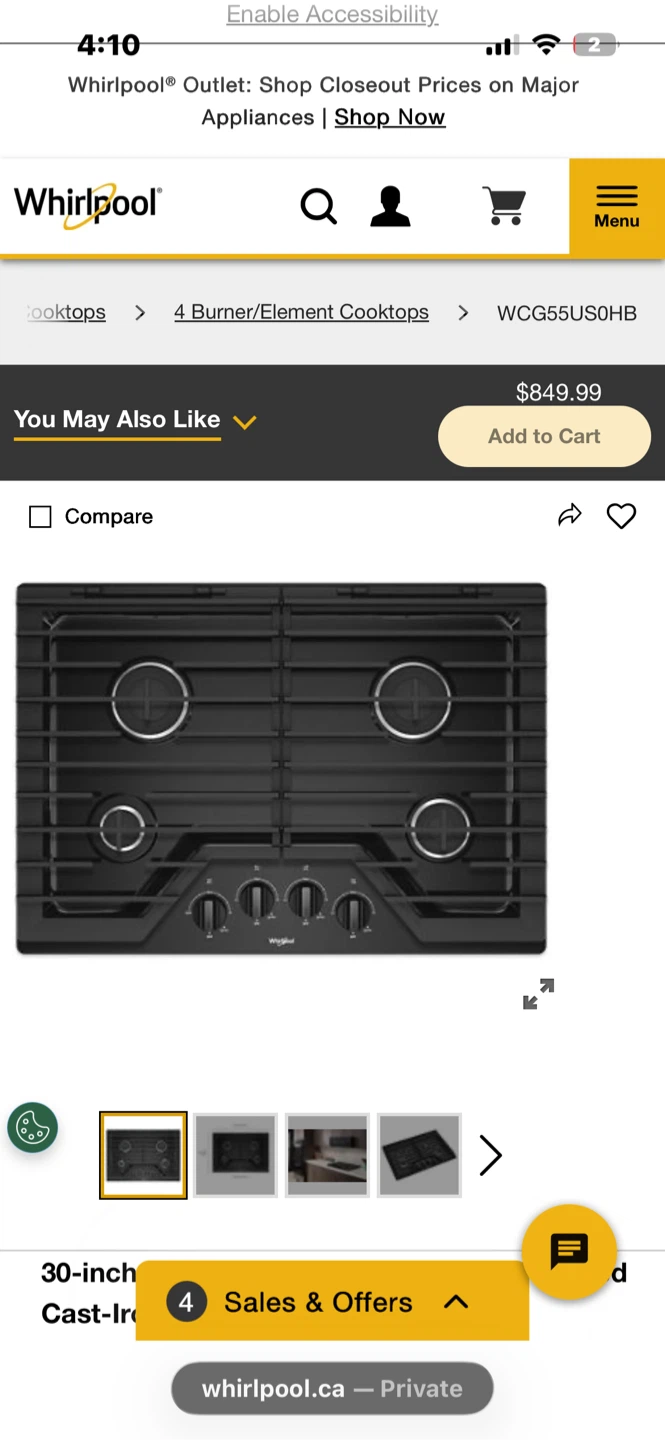 Whirlpool 30-inch Gas Cooktop WCG55US0HB - photo 3