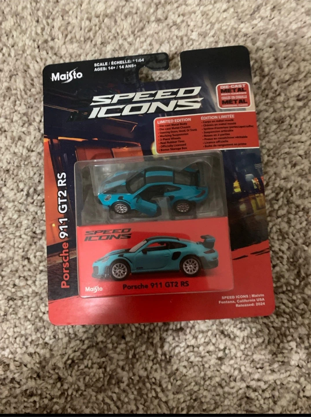 Maisto Speed Icons Porsche 911 GT2 RS Die-Cast 1:64 Scale
