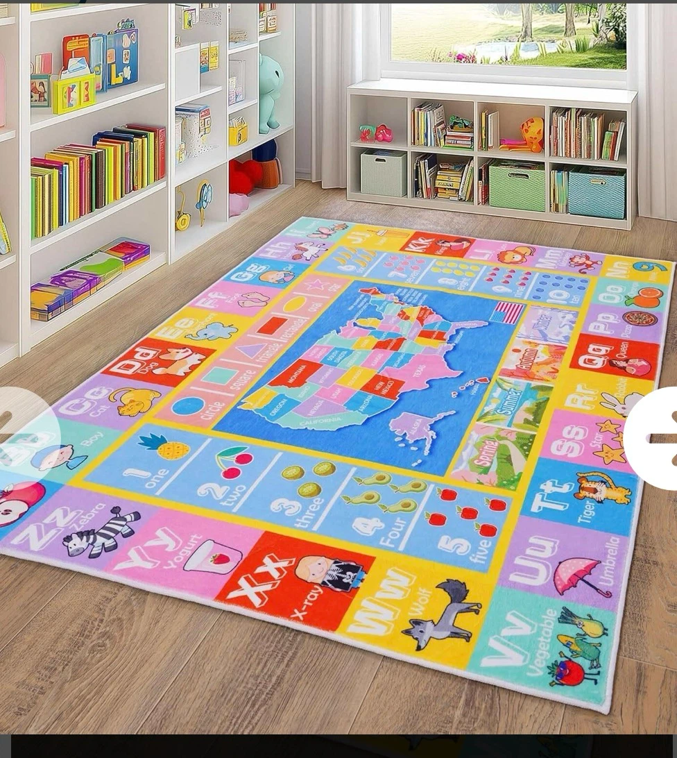 Educational ABC, Numbers, Shapes & Maps Play Mat Rug