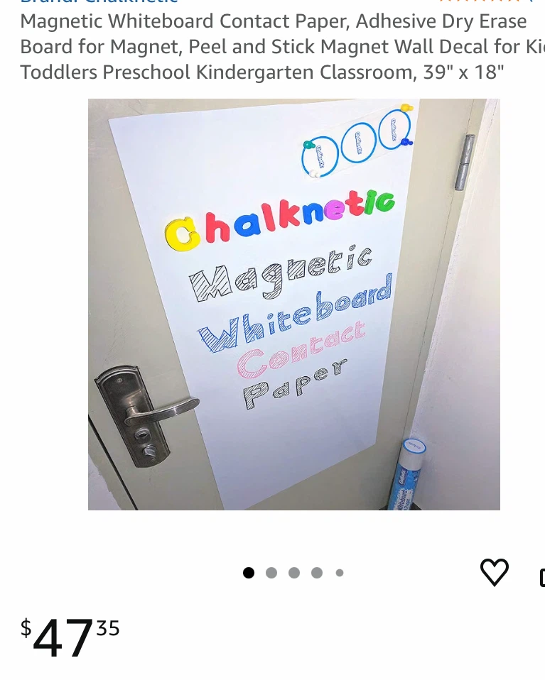 Chalknetic Magnetic Whiteboard Contact Paper 39" x 18" - photo 3
