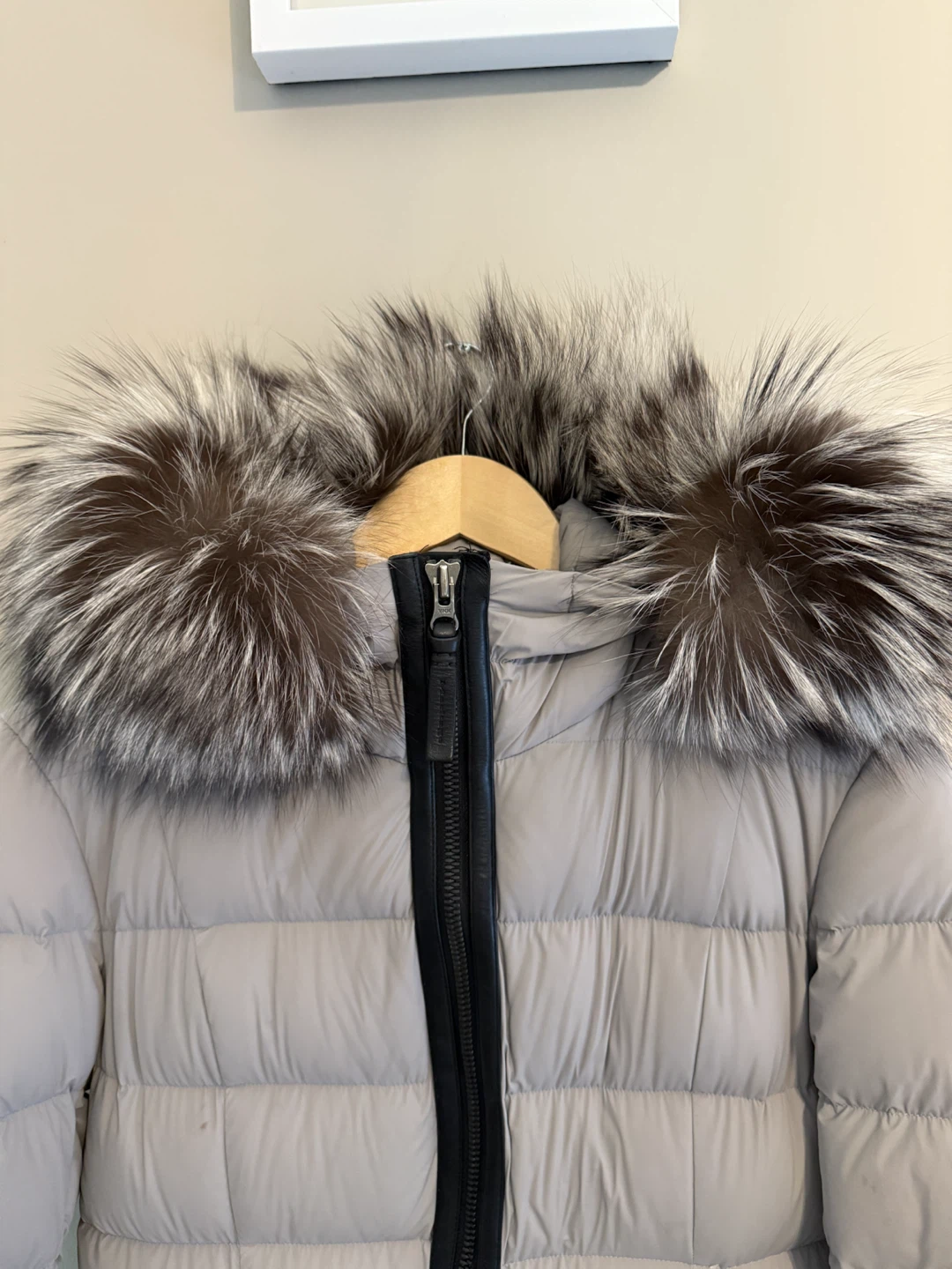 Mackage Light Grey Puffer Jacket with Fur Hood