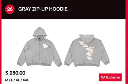 Trade only - BTS gray Zip-Up Hoodie size xl