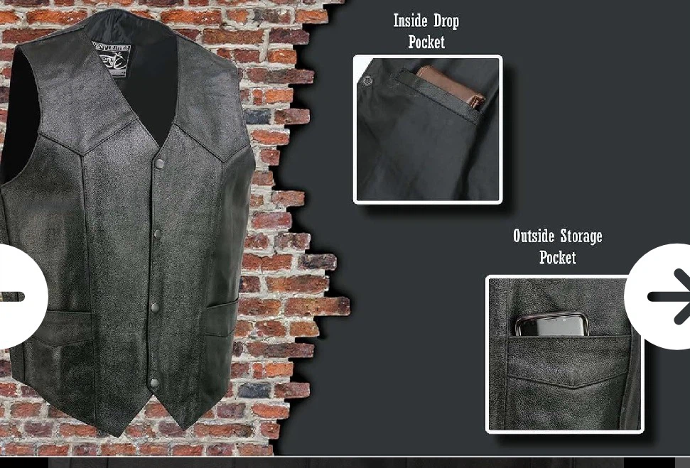 EVENT LEATHER Men's Black Leather Vest - photo 2
