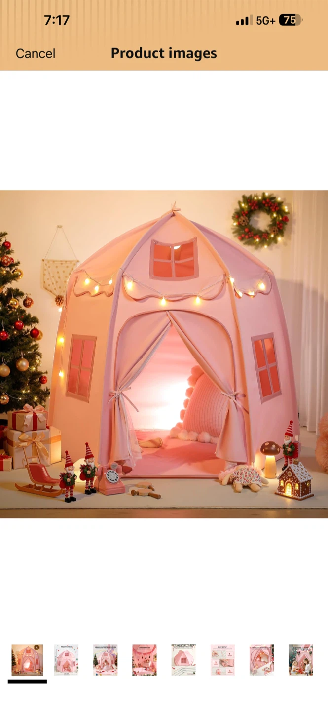 Besrey Large Kids Play Tent with Star Lights, Pink - photo 2
