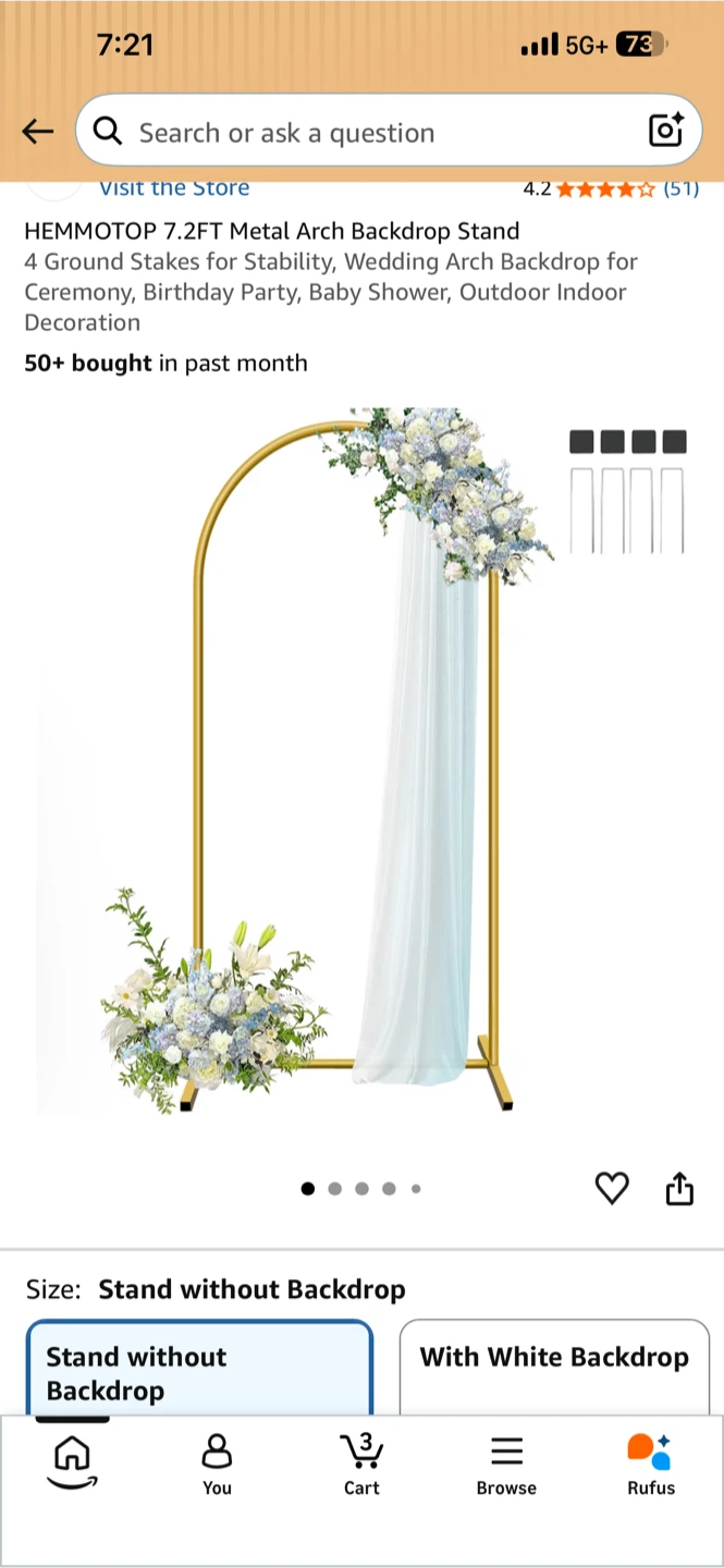 BNIB 7.2ft Gold Metal Arch Backdrop Stand - photo 4