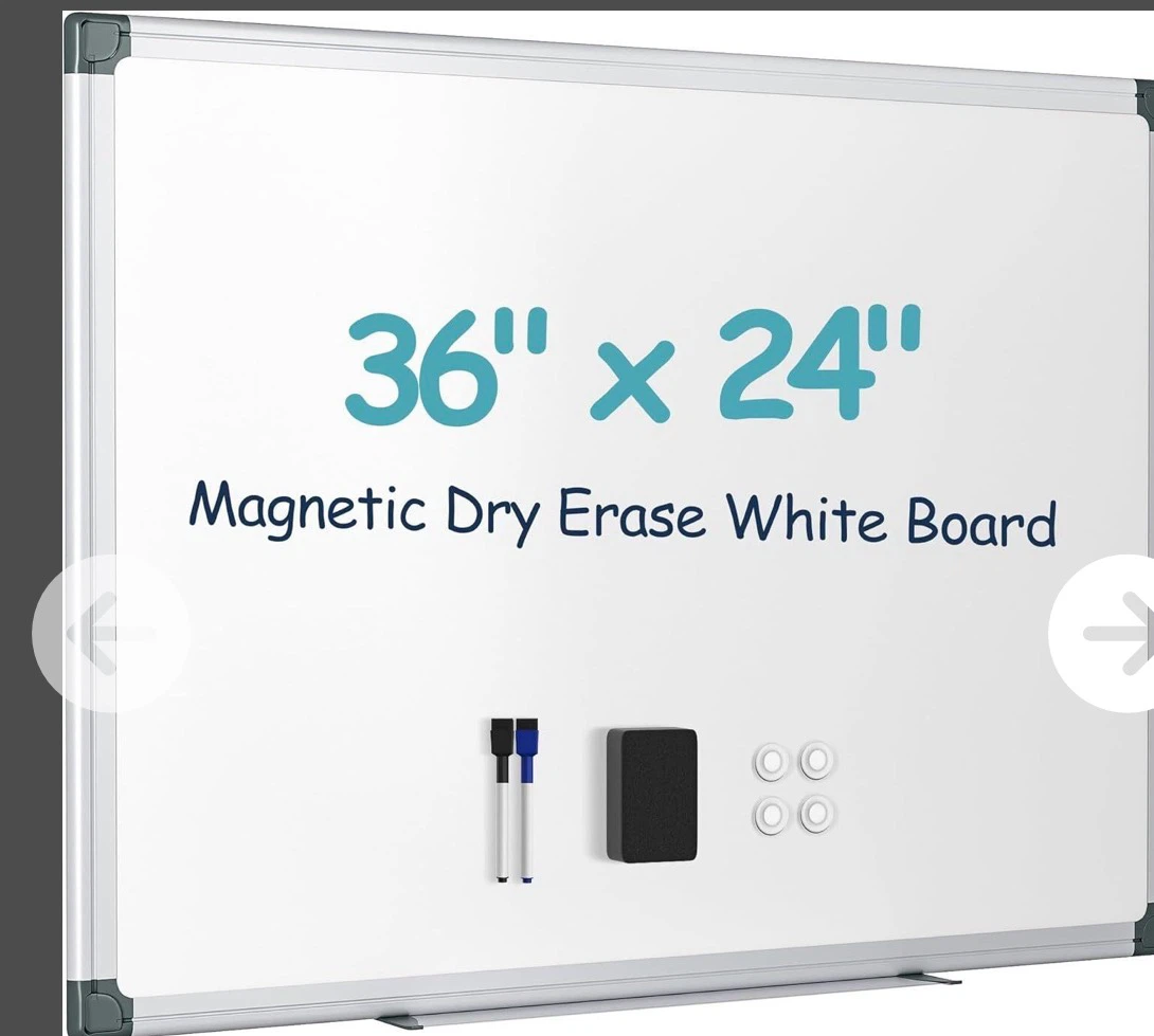 Magnetic Dry Erase White Board 36" x 24"