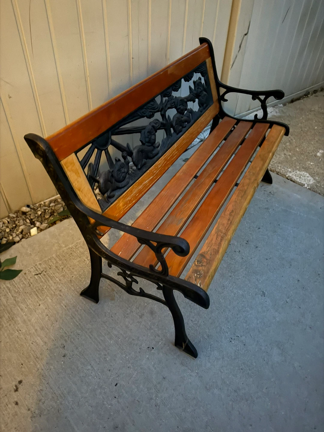 Outdoor Bench with Cast Iron Animal Accents - photo 2