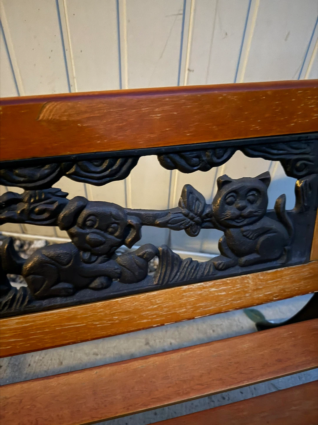 Outdoor Bench with Cast Iron Animal Accents - photo 4