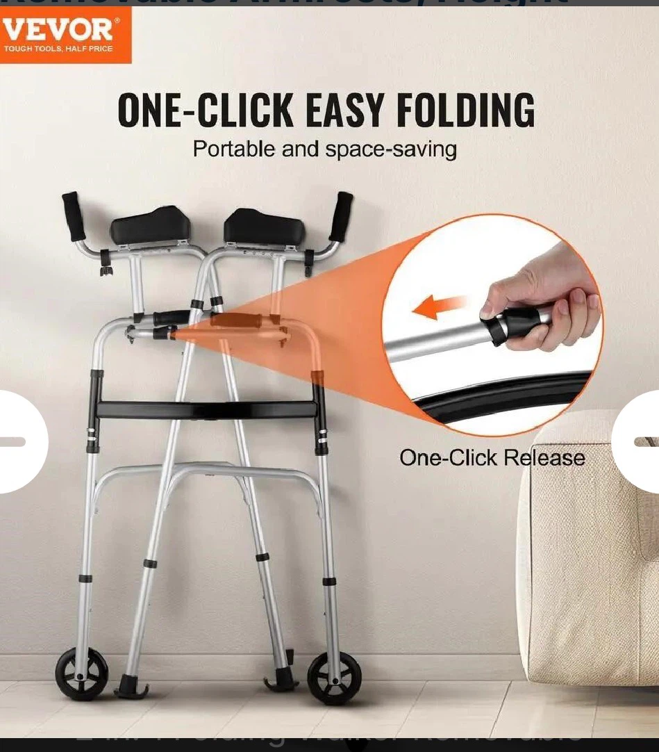 New VEVOR Adjustable Walker with Wheels - Supports up to 450 lbs - photo 2