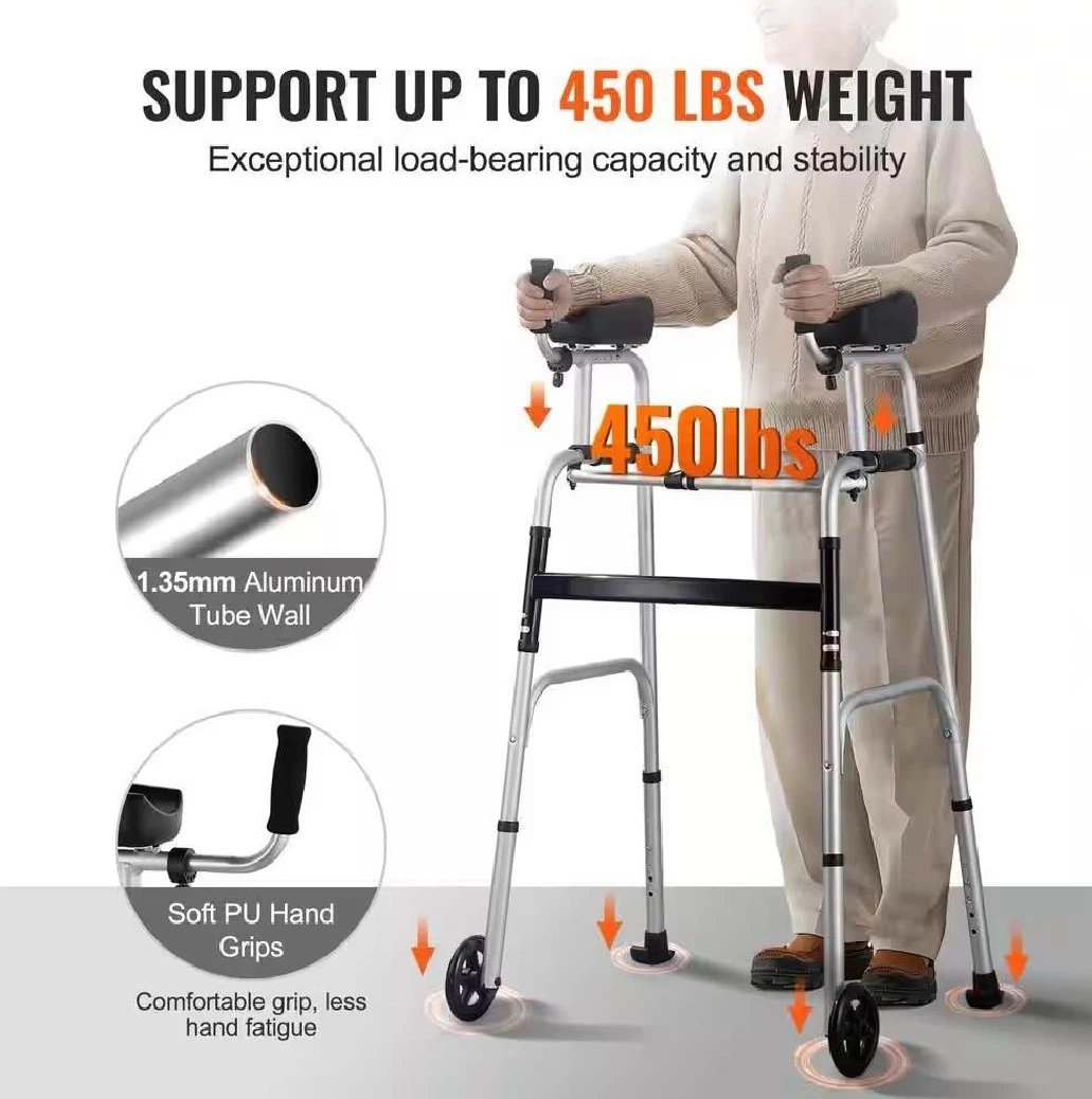 New VEVOR Adjustable Walker with Wheels - Supports up to 450 lbs - photo 3