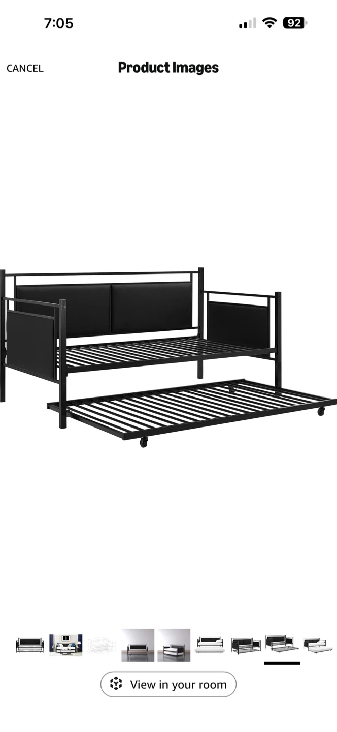 Black Metal Daybed with Trundle