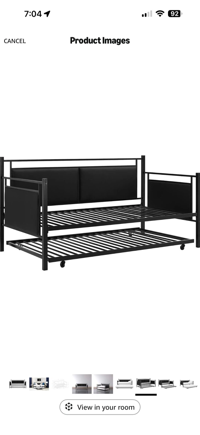 Black Metal Daybed with Trundle - photo 3