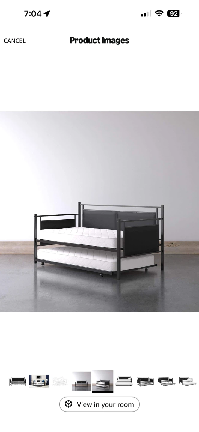 Black Metal Daybed with Trundle - photo 4