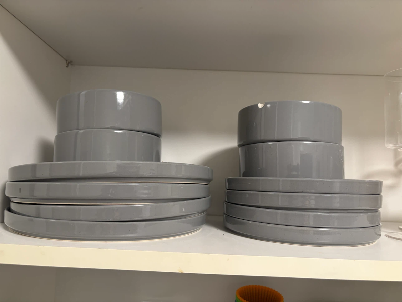 Gray Ceramic Bowls and Plates Set