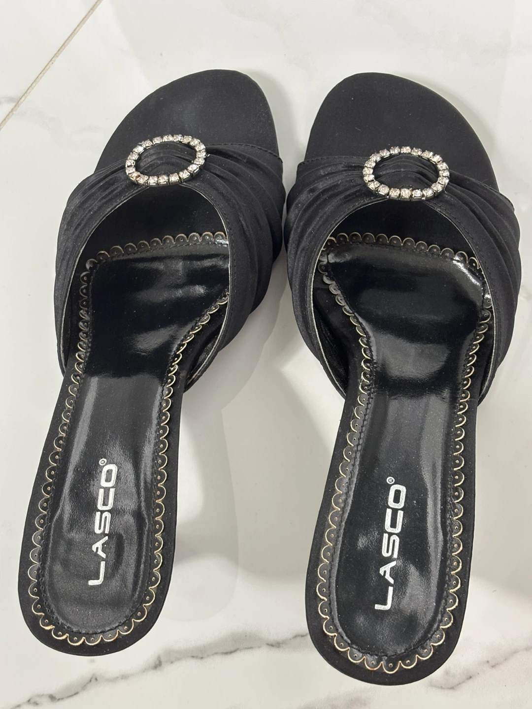 LASCO black heeled slide sandals - photo 3