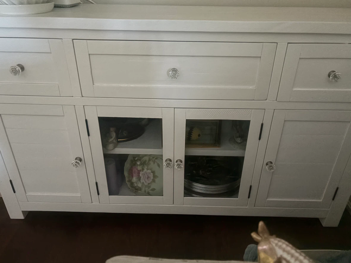 White Buffet Cabinet with Glass Doors - photo 2