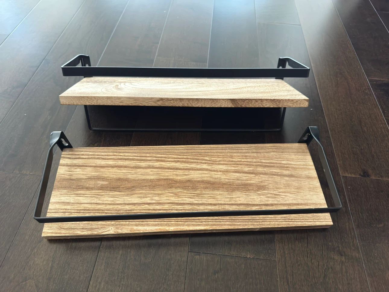 Set of 2 Wooden Bath Laundry Wall Shelves