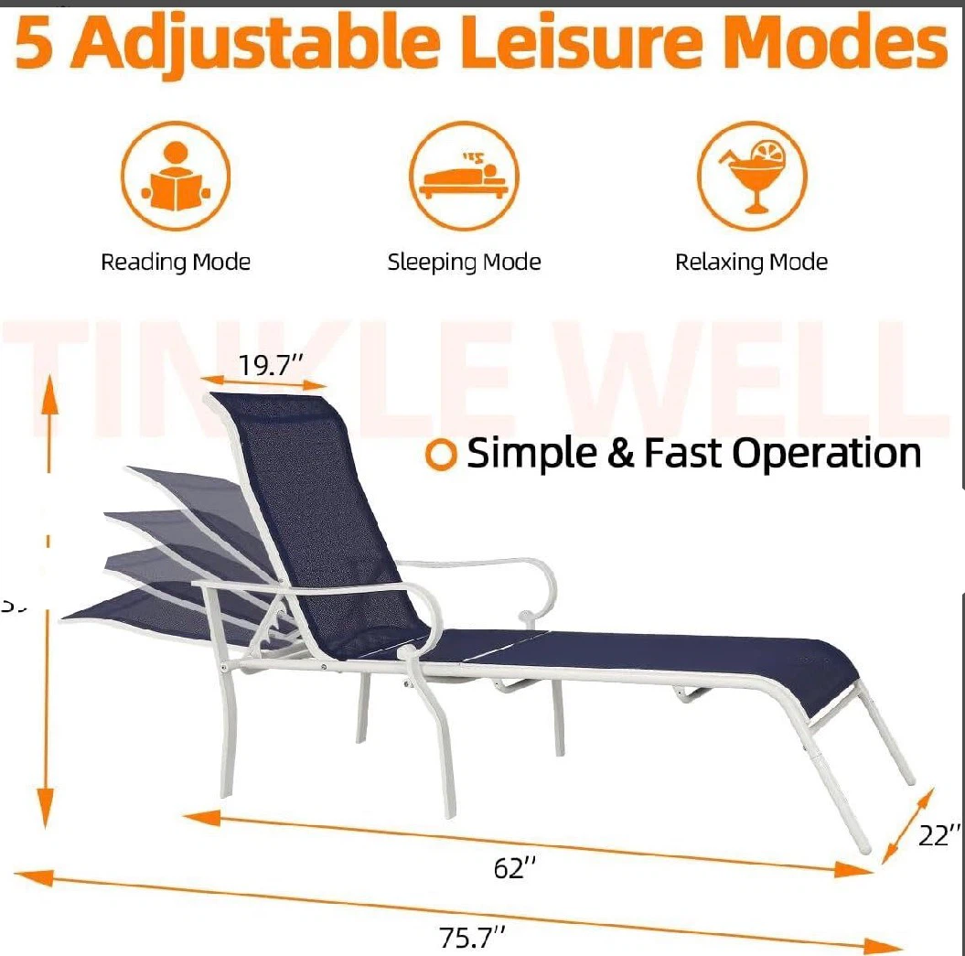 HTTH Design Outdoor Chaise Lounge Chair - Dark Blue - photo 2