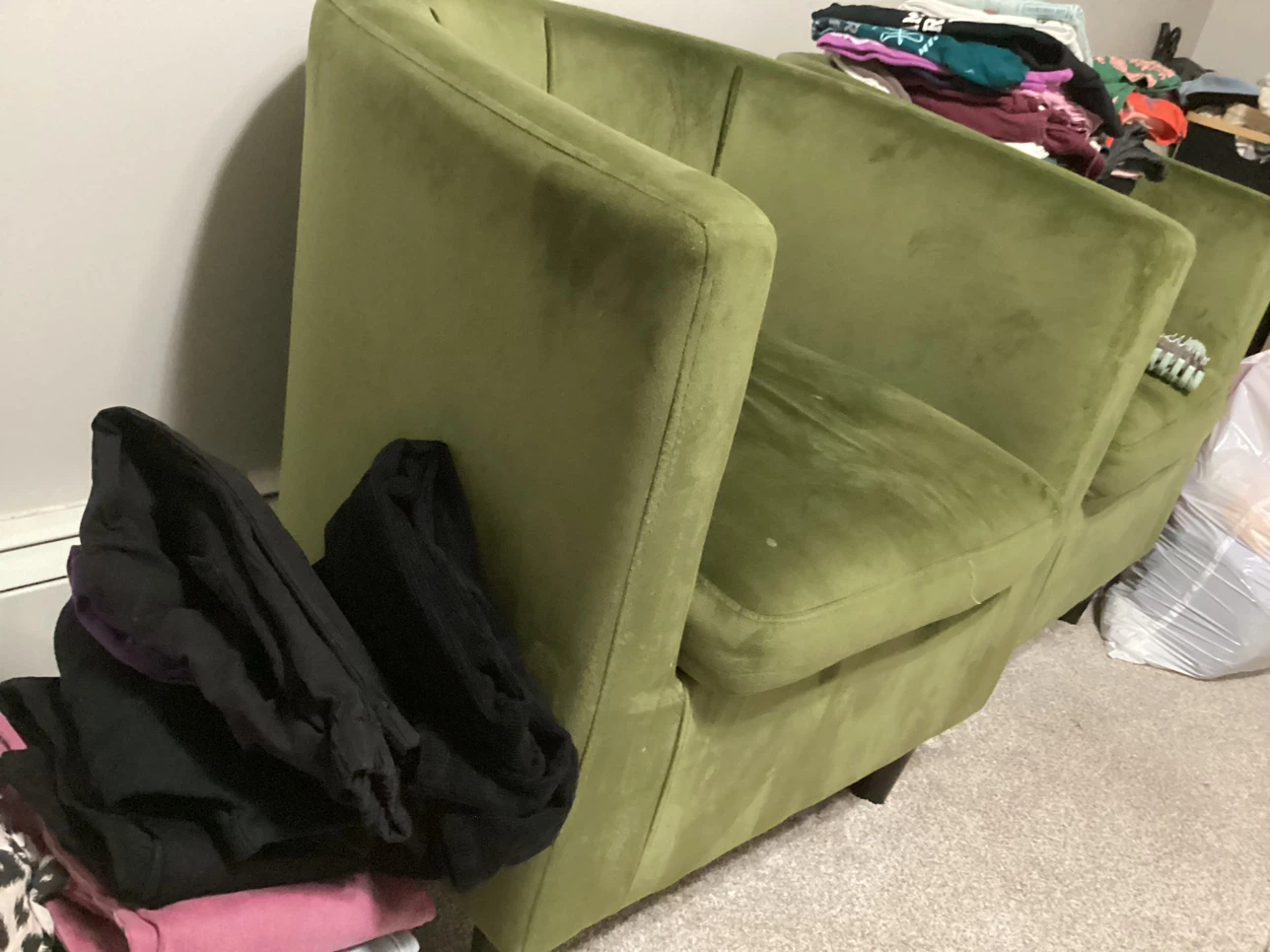 Olive Green Velvet Armchair