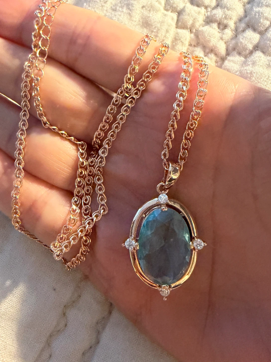 New 14k blue topaz necklace