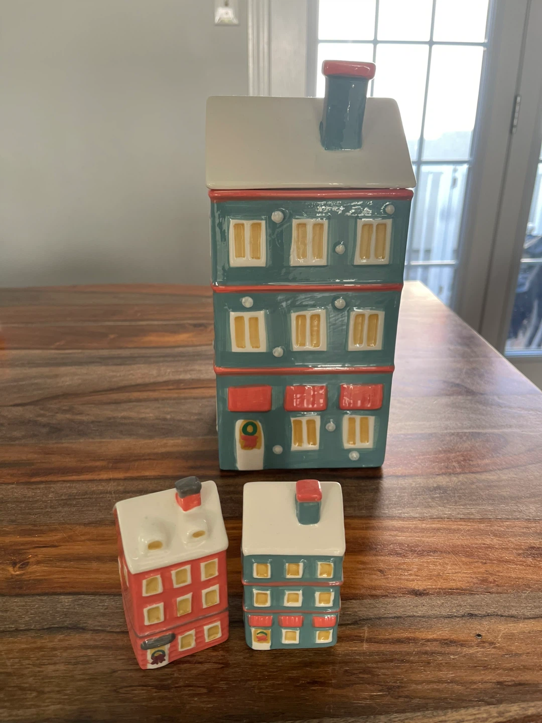 Ceramic House-Shaped Cookie Jar and Salt/Pepper Shakers