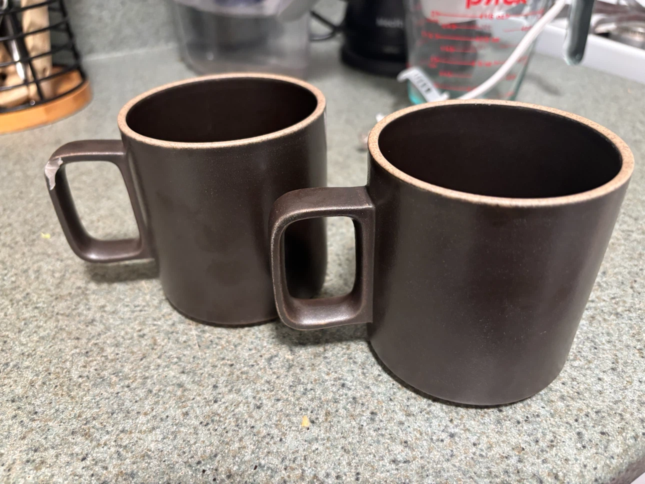 Set of 2 Brown Ceramic Mugs