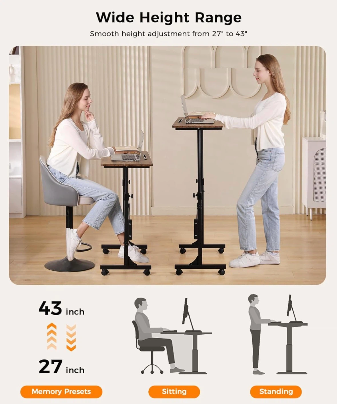Adjustable Rolling Laptop Desk - photo 3