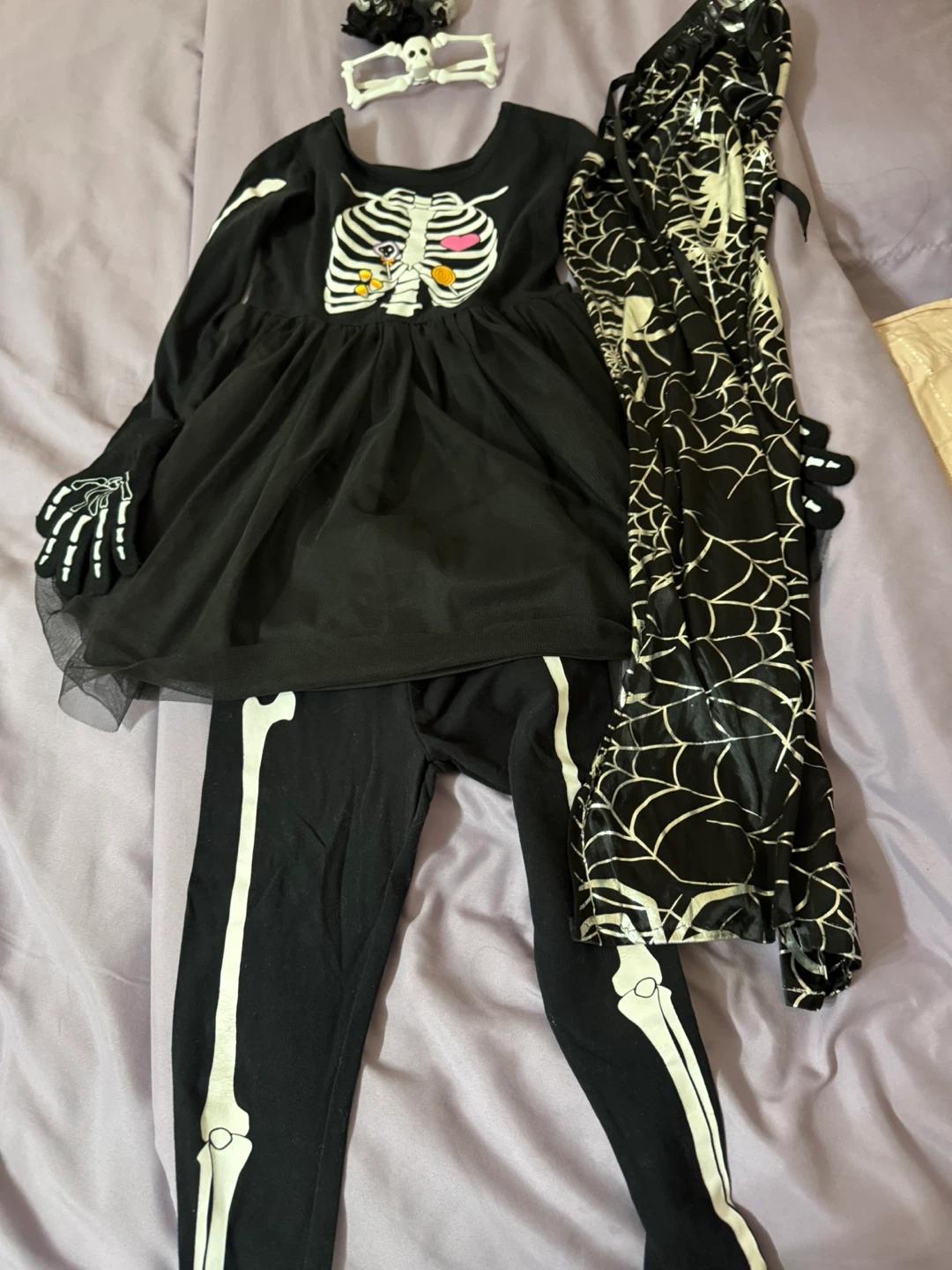 Girls Skeleton Costume with Cape