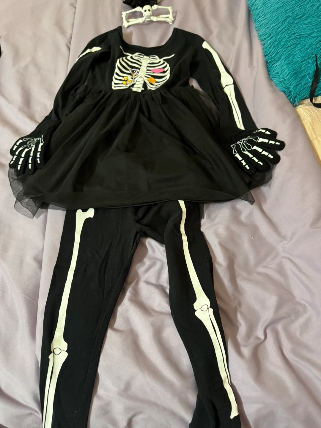 Girls Skeleton Costume with Cape - photo 4