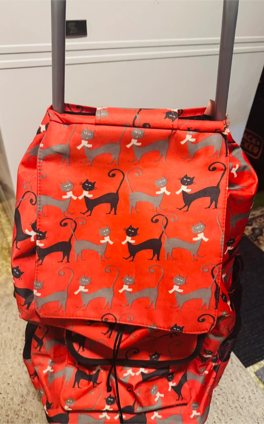Red Cat Print Shopping Cart Bag