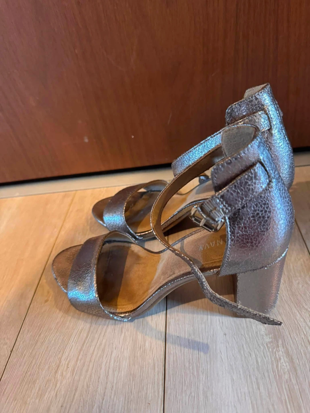 Old Navy Silver Block Heel Sandals