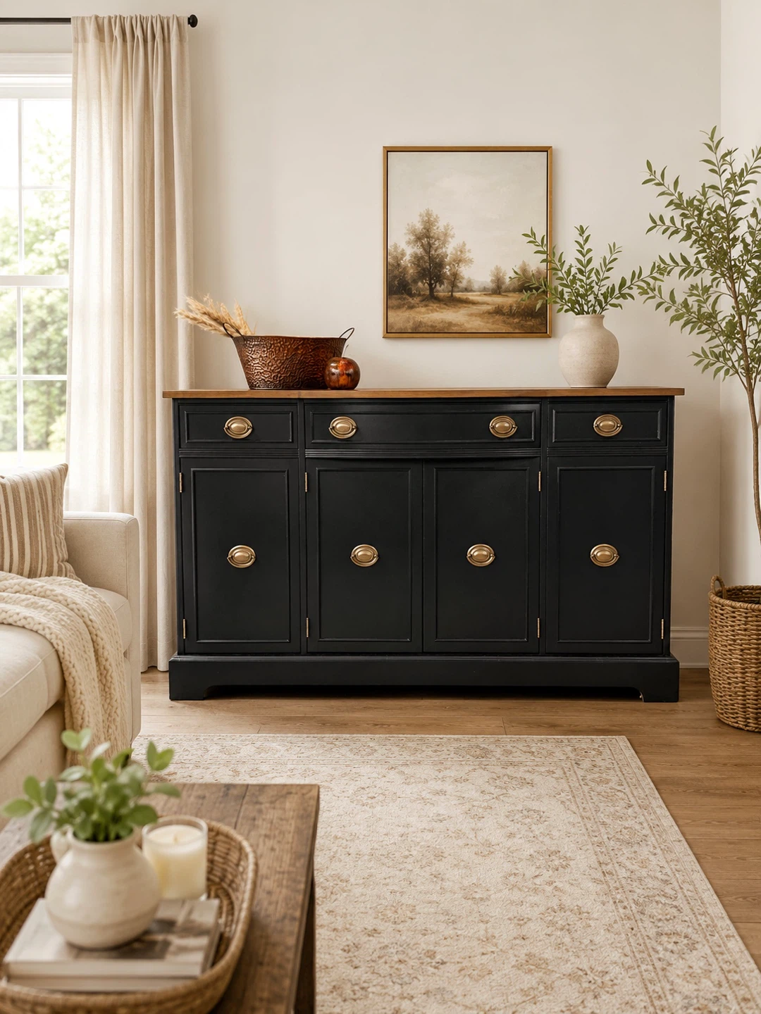 Beautifully Refinished Black Sideboard