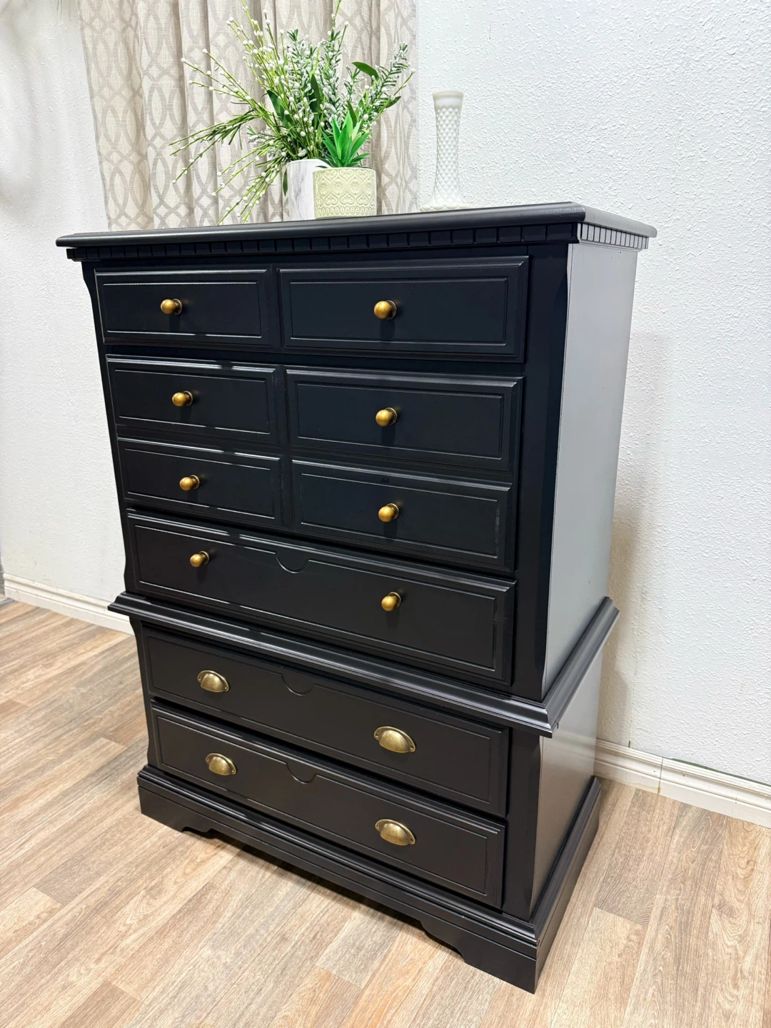 Beautiful Refinished Black Highboy