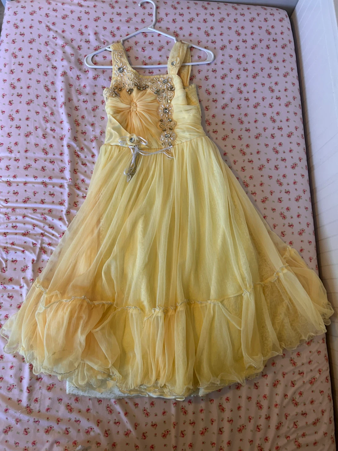 Yellow Beaded Party Dress