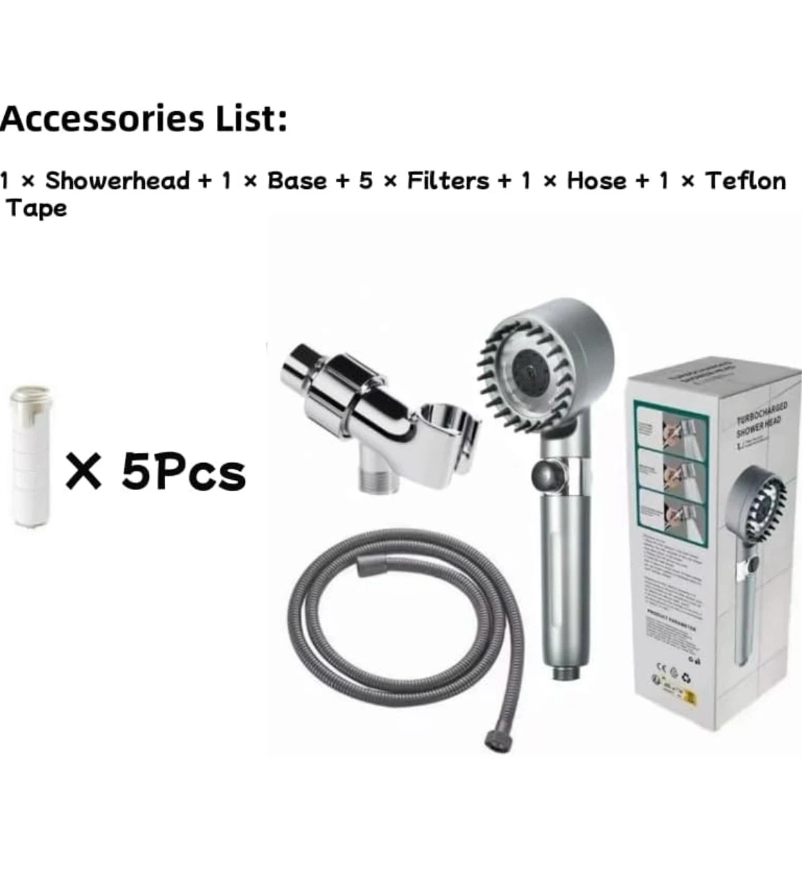 Turbocharged Shower Head with 5 Replacement Filters - photo 2