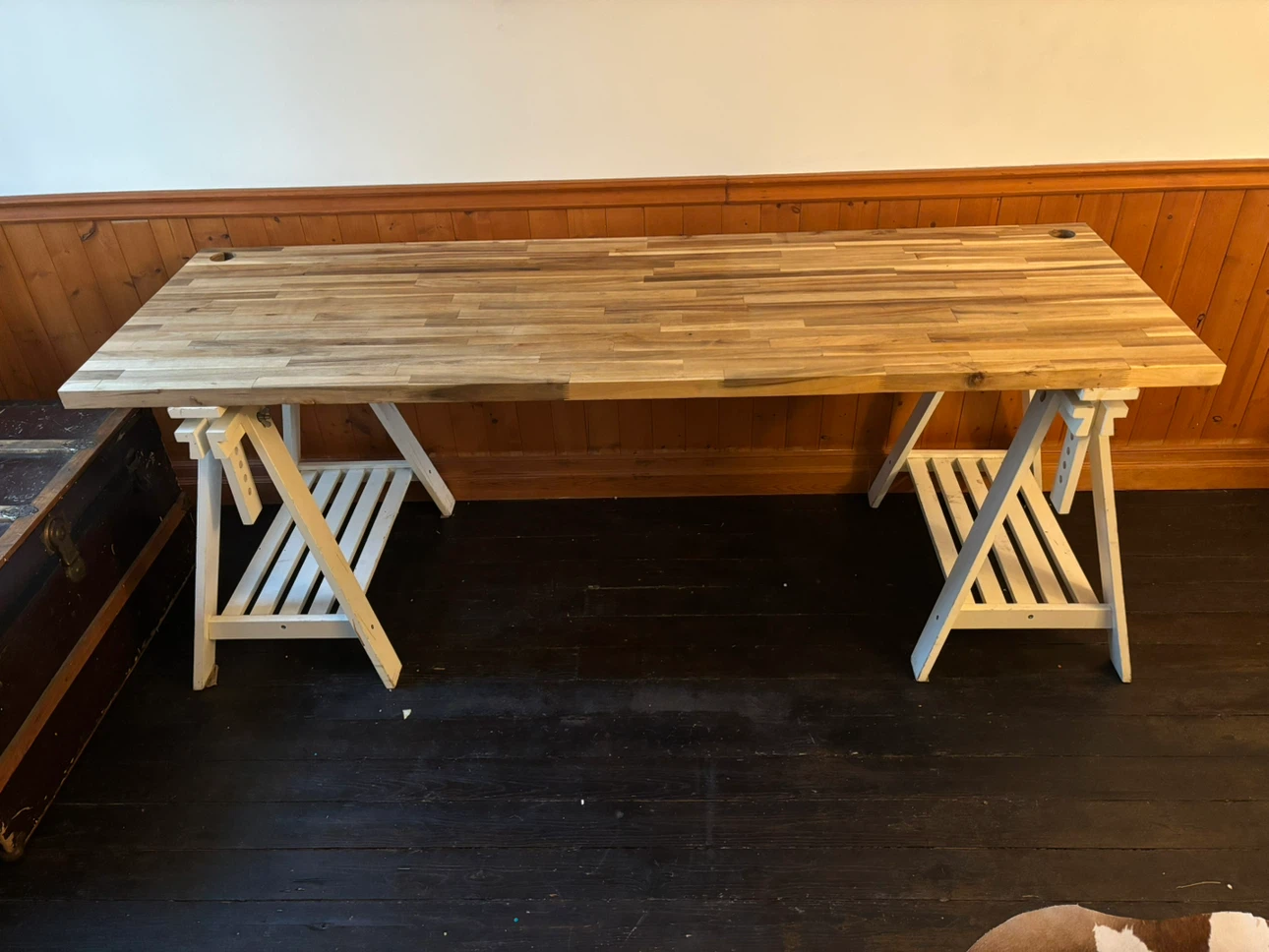 Custom Wooden Tabletop with Sawhorse Legs - photo 2