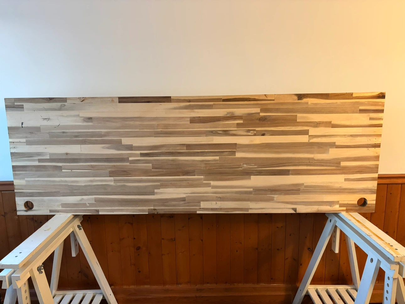 Custom Wooden Tabletop with Sawhorse Legs - photo 3