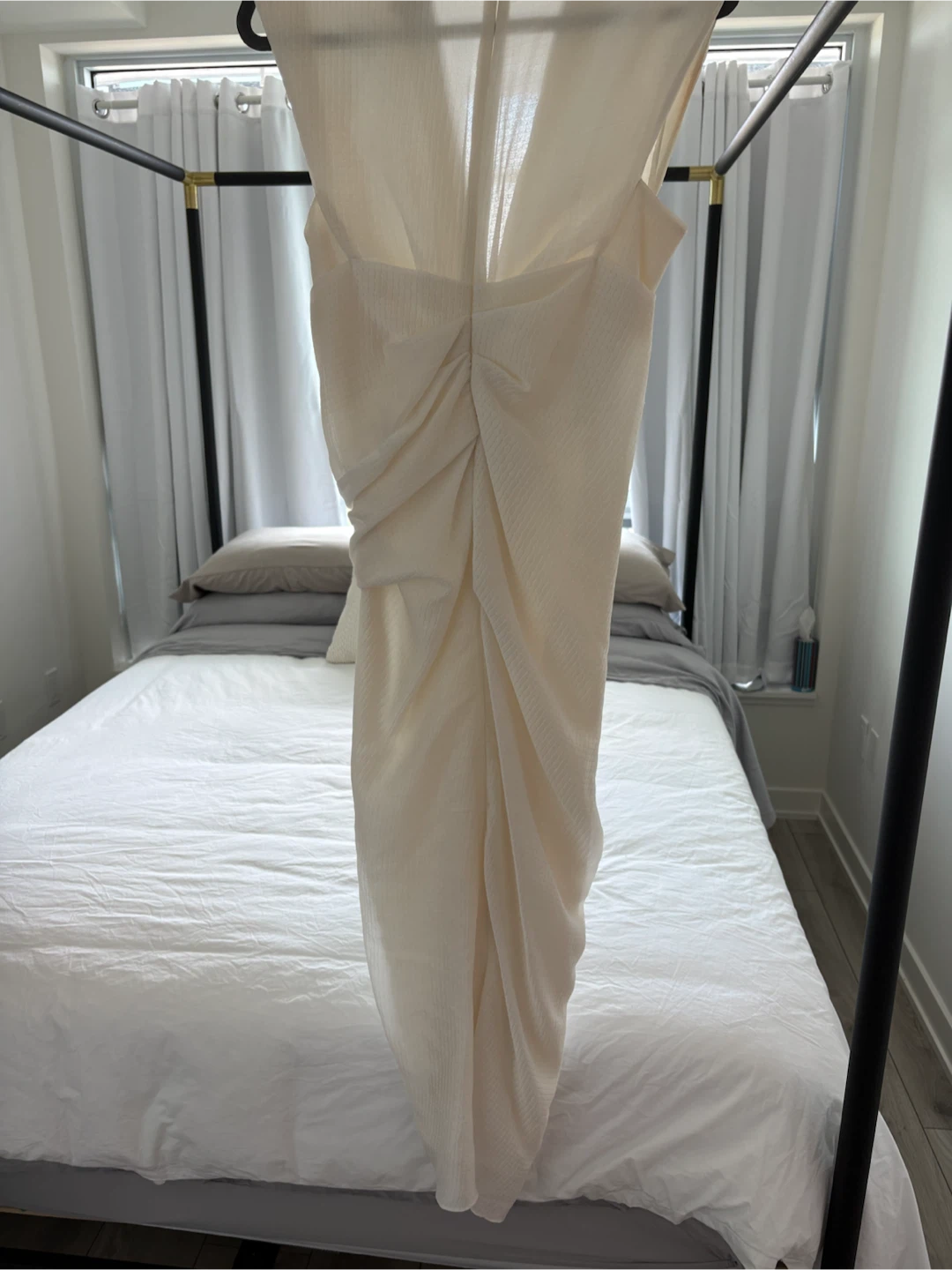 White Ruched Midi Dress - photo 2