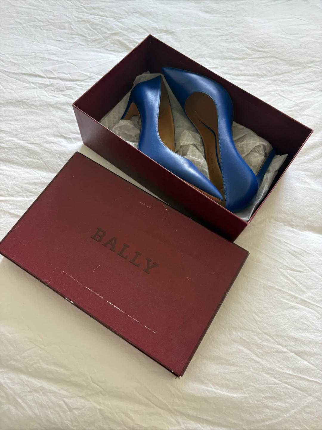 Bally Blue Leather Pointed Toe Heels - Size 42