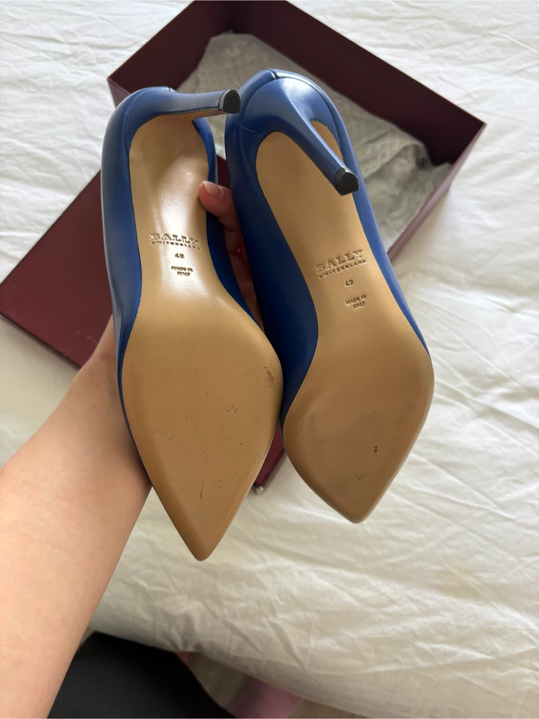 Bally Blue Leather Pointed Toe Heels - Size 42 - photo 2