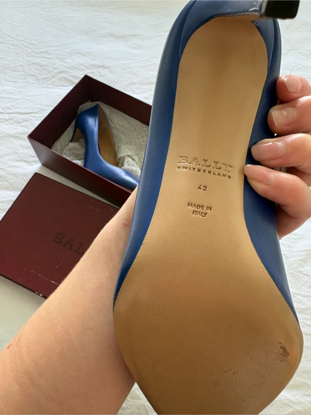 Bally Blue Leather Pointed Toe Heels - Size 42 - photo 3