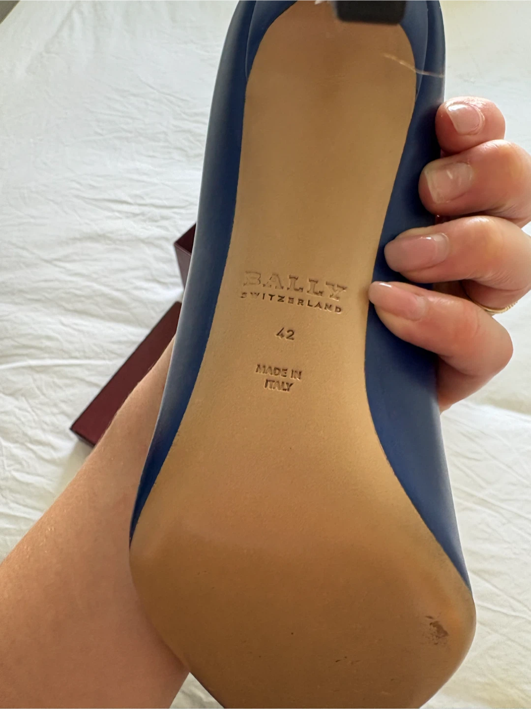 Bally Blue Leather Pointed Toe Heels - Size 42 - photo 4