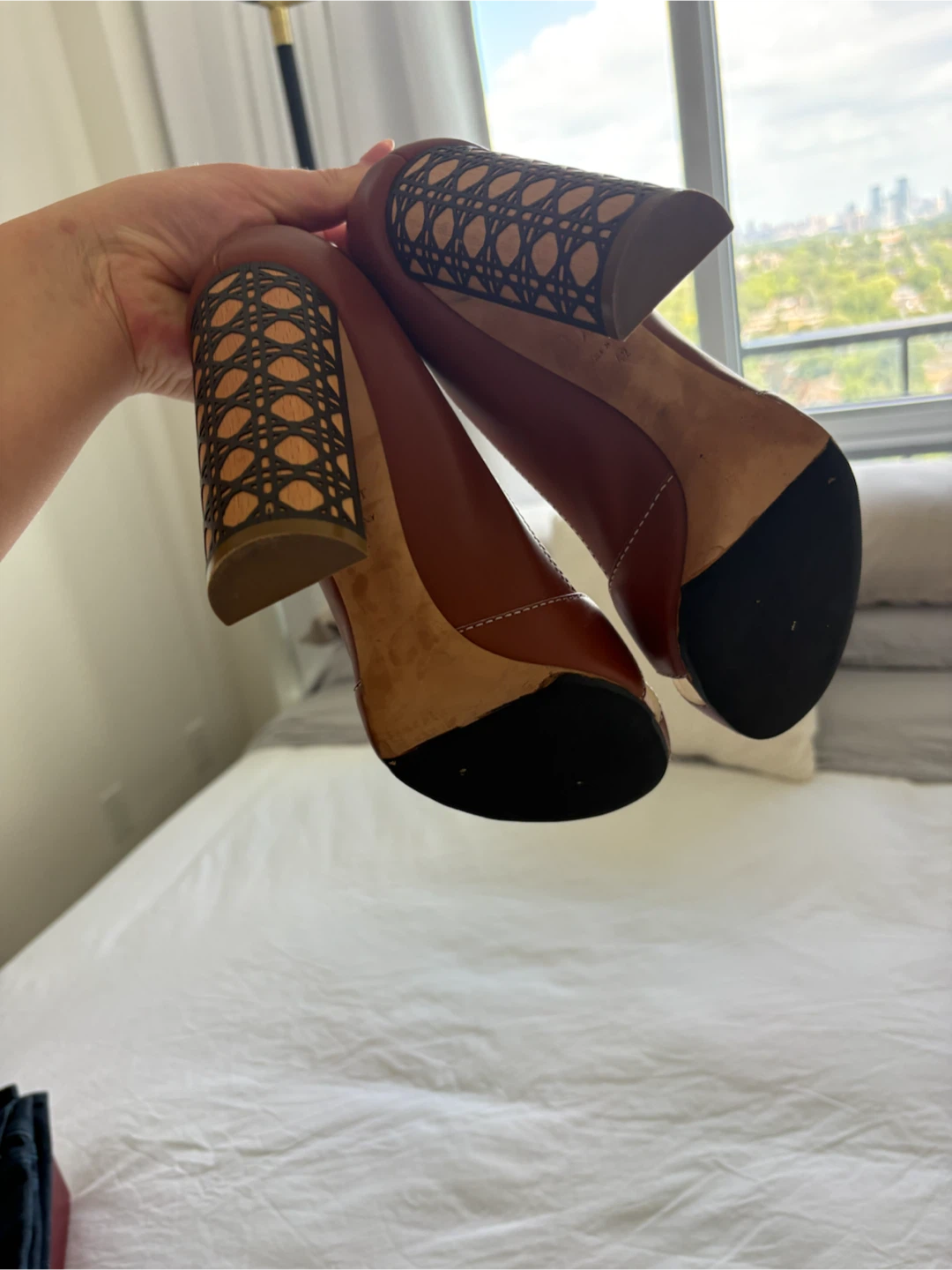 Christian Dior Peep-Toe Heels - Brown Leather - photo 2