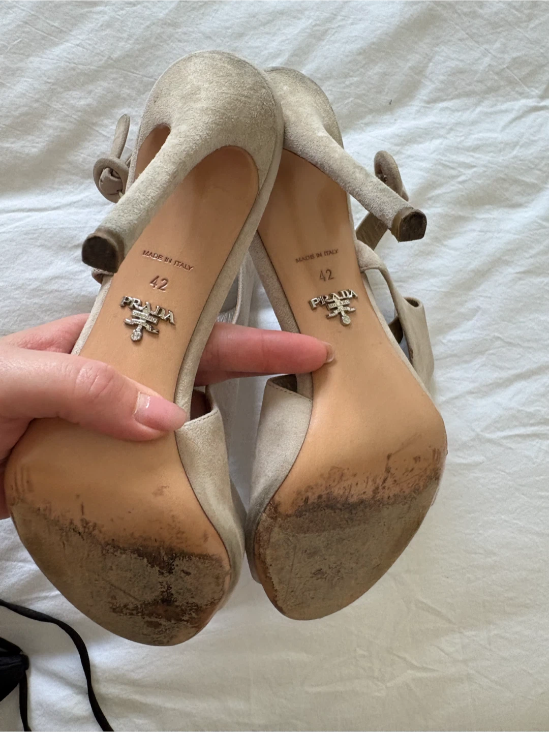 Prada Suede Heeled Sandals Size 42 - photo 3
